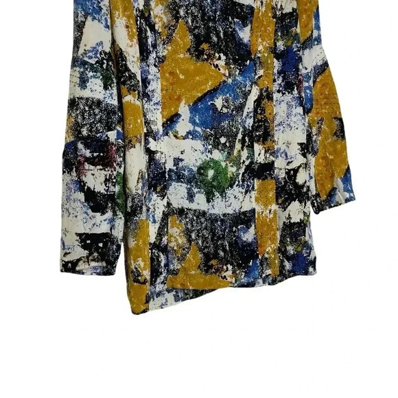 Tory  Burch 100% Silk Tunic Long Sleeve Multi-color Abstract Blouse Size 6 - Picture 2 of 6